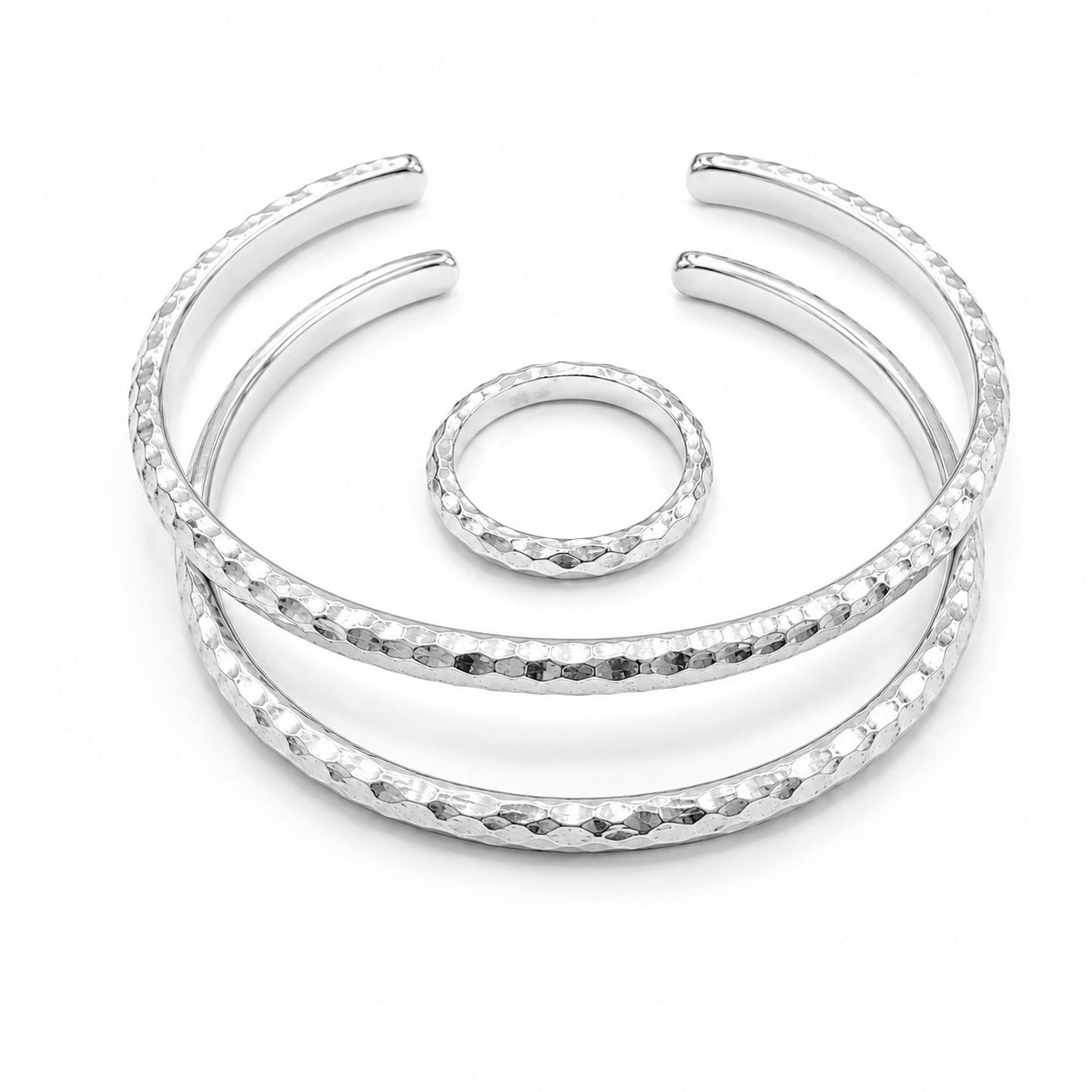 Oval cuff bangle silver