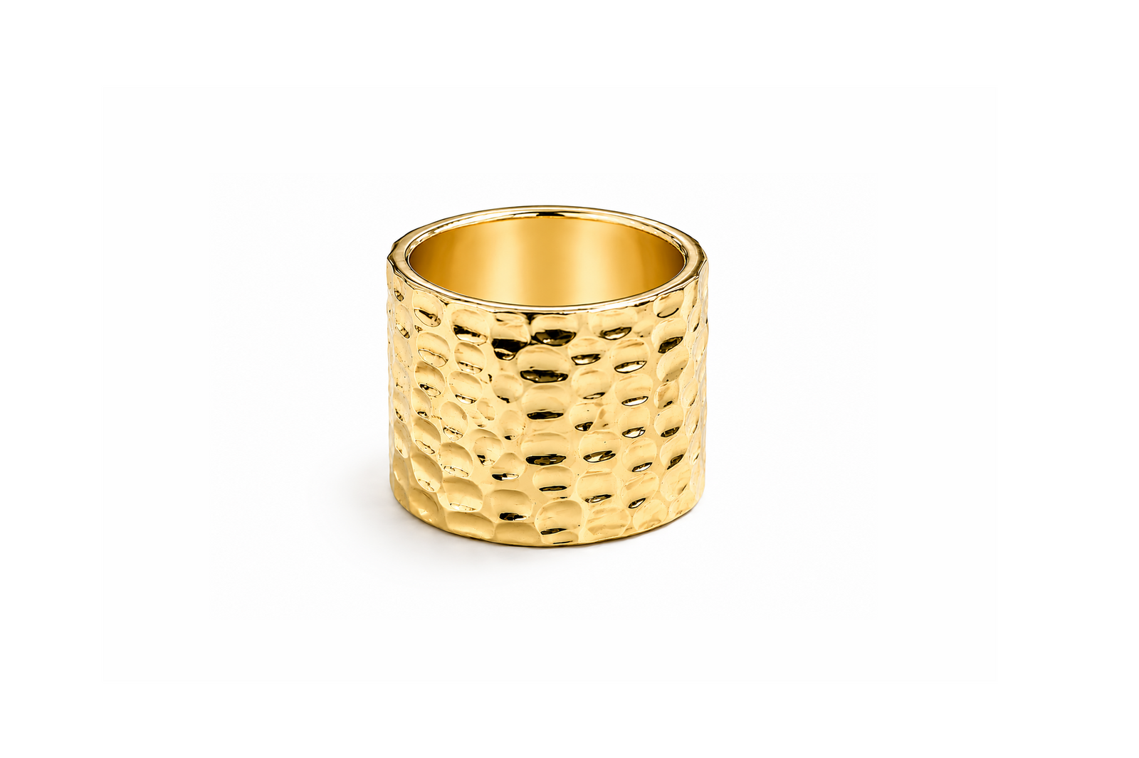 Hammered wide band ring