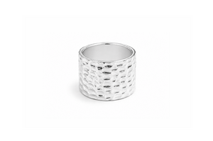 Hammered wide band ring
