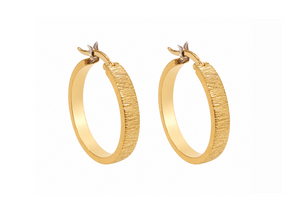 Finely hammered hoop earrings