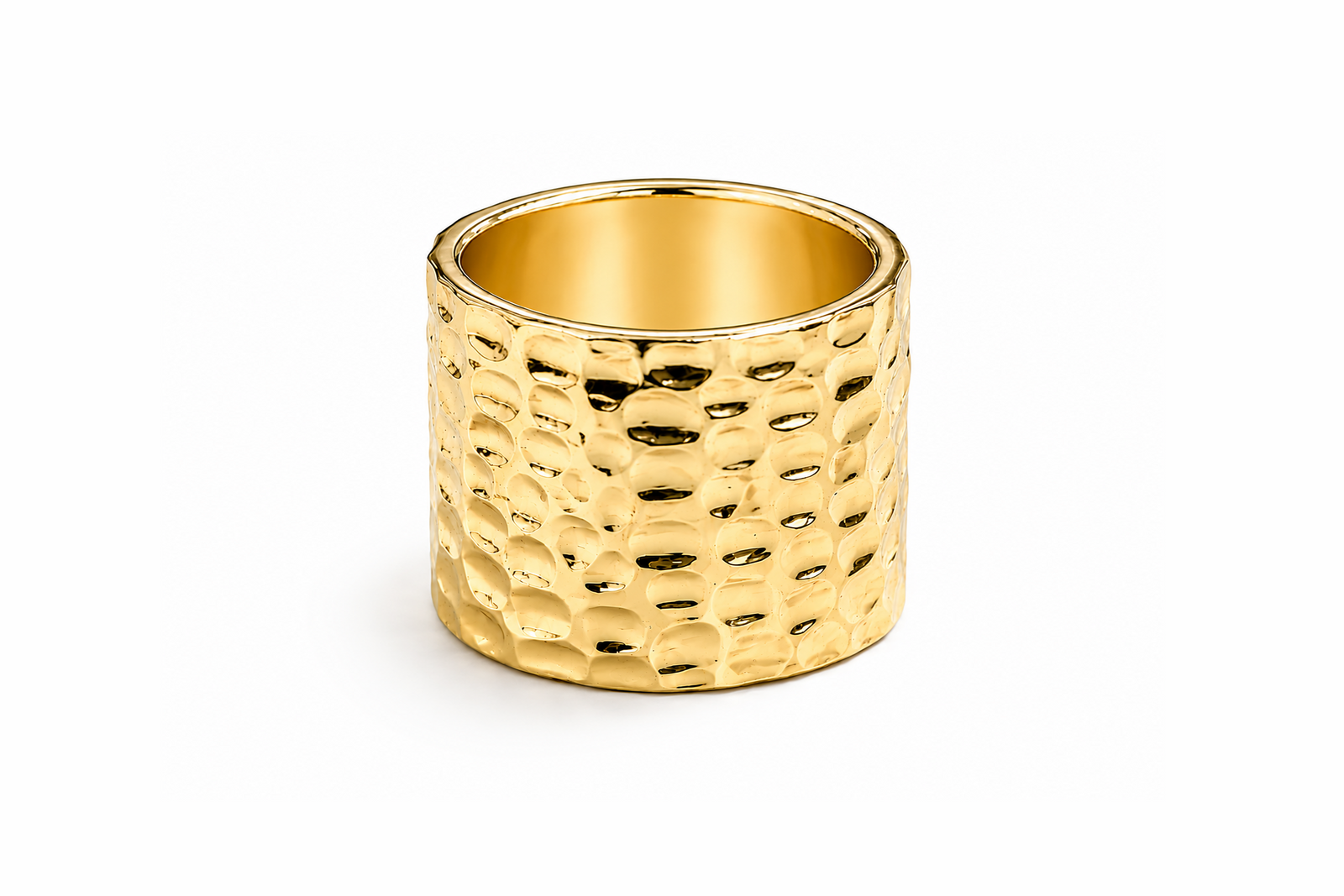 Hammered wide band ring