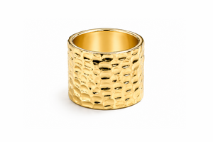 Hammered wide band ring