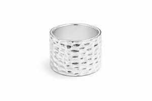 Hammered wide band ring